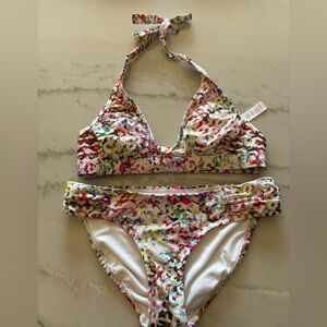 Athleta Kaleidoscope Shirred Halter Bikini (S)